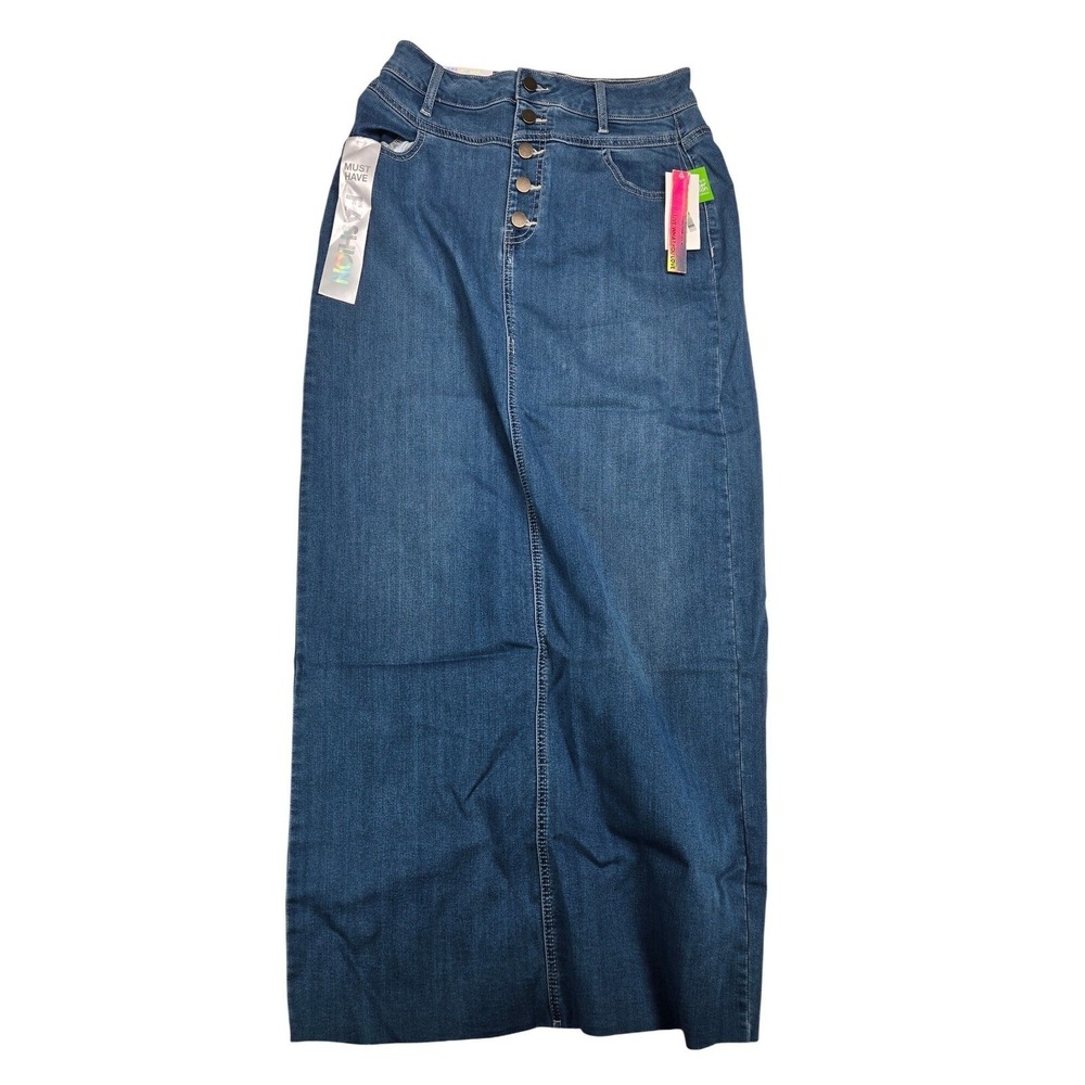 Tinseltown Womens High Rise Denim Maxi Skirt Blue Button Front Size 9/29 NWT